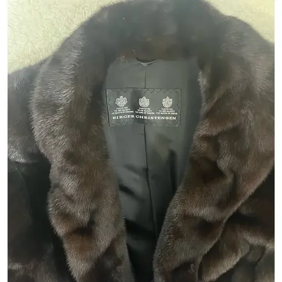 BIRGER CHRISTENSEN Worlds Finest Dark Ranch Mink Fur Mid Length Swing Coat Sz 12 - Picture 16 of 16